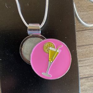 Golf ball marker, cocktail, magnetic pendant with chain